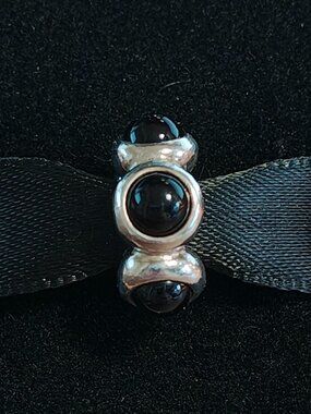 Authentic Pandora Black Onyx Cabochon Charm – 790538O Sterling Silver (Retired)